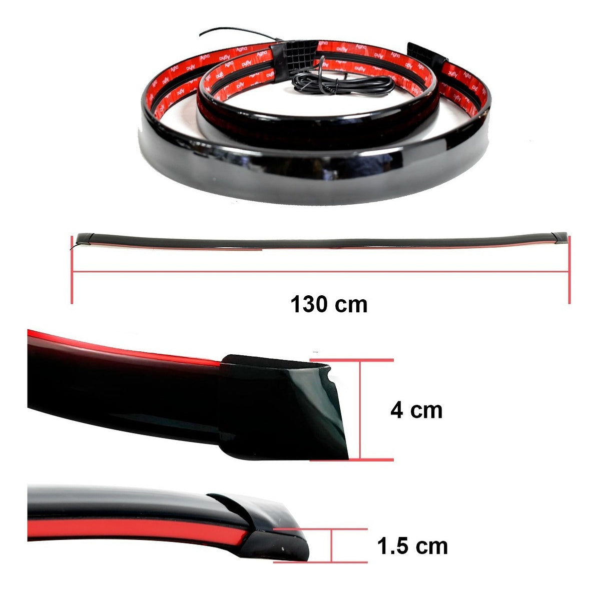 Spoiler Cajuela Led Multifuncional Secuencial Negro 1.28 Mt